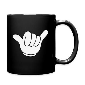 Shaka sign hand downhill motocross surfing white - Full Colour Mug - black - Right