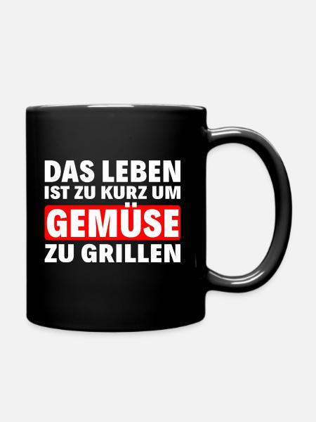 Grillen - Gemüse - Tasse einfarbig - Schwarz
