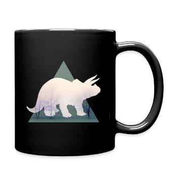 Triceratops im Wald - Tasse einfarbig - Schwarz - Rechts