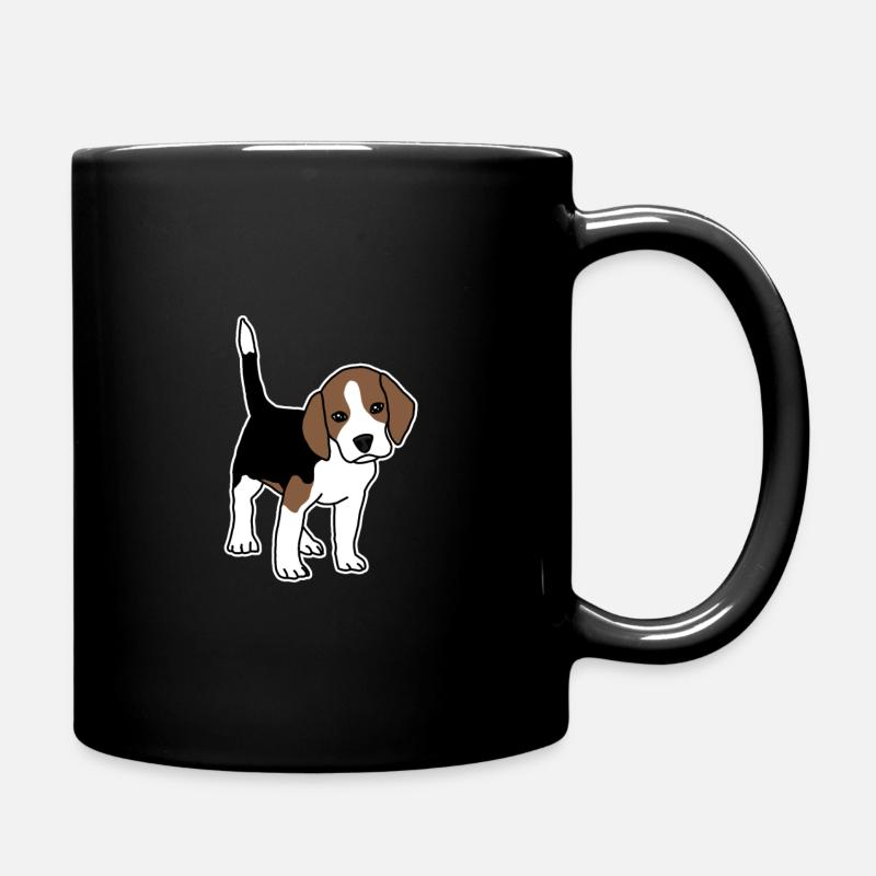 Beagle, Welpe, Hund, süß. Comic - Tasse einfarbig - Schwarz
