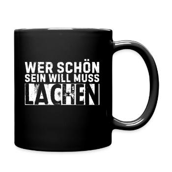 Lachen - Tasse einfarbig - Schwarz - Rechts
