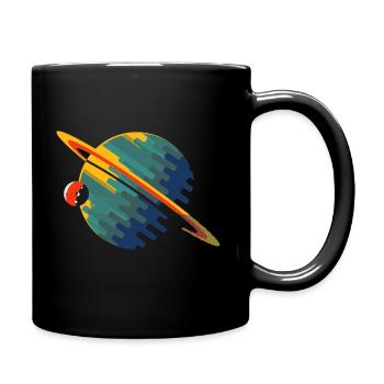 Saturn Planet - Tasse einfarbig - Schwarz - Rechts