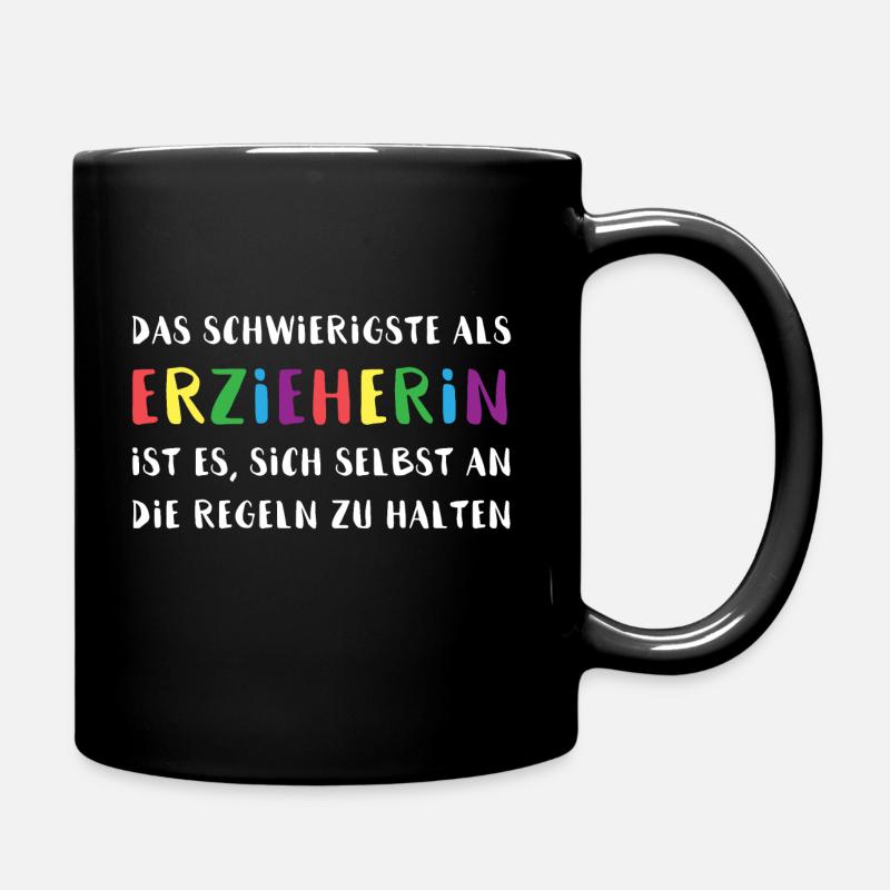 Erzieherin - Tasse einfarbig - Schwarz