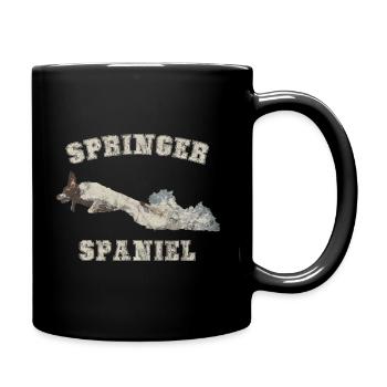 Distressed Springer Spaniel T-Shirt Design - Tasse einfarbig - Schwarz - Rechts