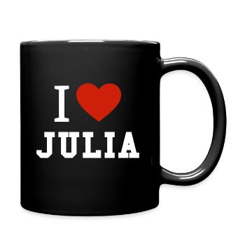 I love Julia Geschenk Beziehung Valentinstag - Tasse einfarbig - Schwarz - Rechts