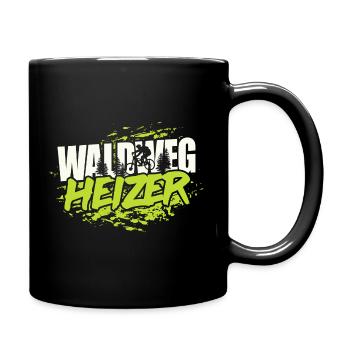 MTB Downhill Mountainbiker - Waldweg Heizer - Tasse einfarbig - Schwarz - Rechts