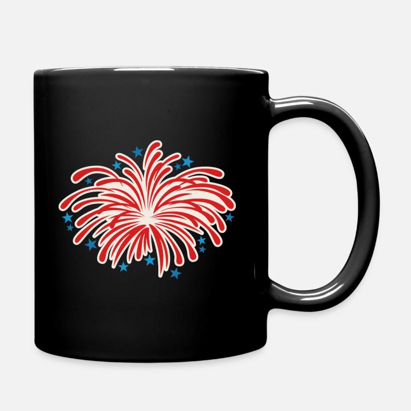 Feuerwerk blau und rot - Tasse einfarbig - Schwarz