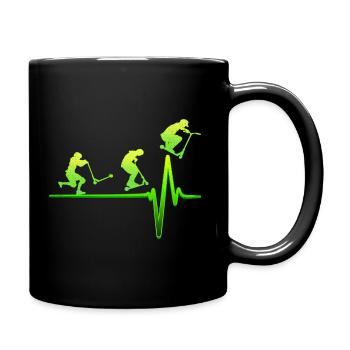 Stunt Scooter EKG Herzschlag Tretroller Geschenk - Tasse einfarbig - Schwarz - Rechts