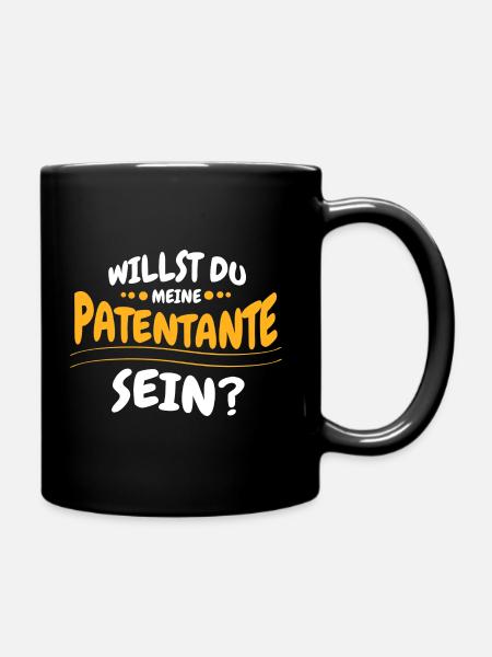 Willst du meine Patentante sein? Lustige Frage - Tasse einfarbig - Schwarz