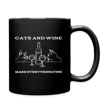 Cats And Wine Vin blanc - Mug uni - noir - Droite