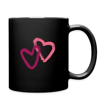 Herz in Herz Liebe Doppelherz - Tasse einfarbig - Schwarz - Rechts