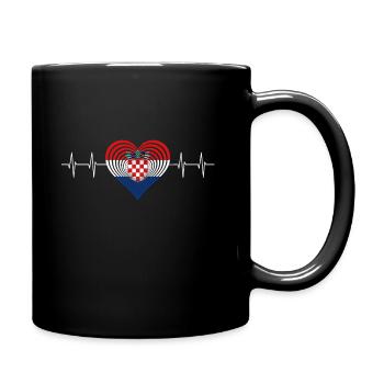 Croatia Kroatien Herz Herzschlag - Tasse einfarbig - Schwarz - Rechts