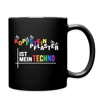 rollstuhlfahrer driving rollstuhl techno spruch - Tasse einfarbig - Schwarz - Rechts