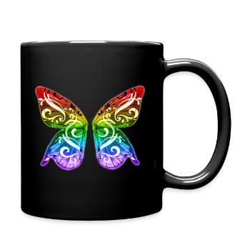 Rainbow Butterfly Gay Pride LGBT LGBTQ Amour - Mug uni - noir - Droite