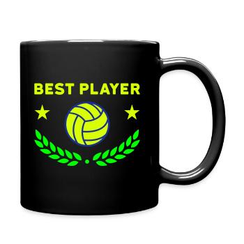 Best player (volleyball, stars, laurel wreath) - Full Colour Mug - black - Right