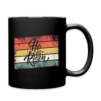 Jesus Christus - Christliches Shirt - He is risen - Tasse einfarbig - Schwarz - Rechts