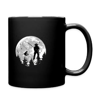 Angler im Mond - Tasse einfarbig - Schwarz - Rechts