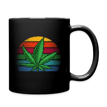 Retro Vintage Cannabis - Tasse einfarbig - Schwarz - Rechts