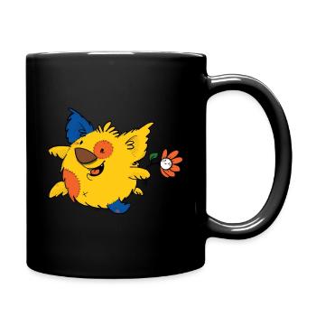 Wochenend-Vibes, Dibadoo und Blume - Tasse einfarbig - Schwarz - Rechts