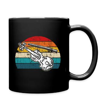 Vintage Retro Violin - Tasse einfarbig - Schwarz - Rechts