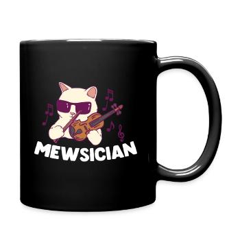 Cute Cat Violin Funny Pun - Tasse einfarbig - Schwarz - Rechts