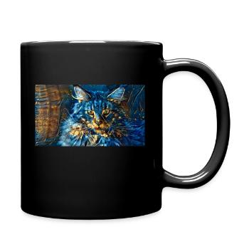 chat colotré - Mug uni - noir - Droite