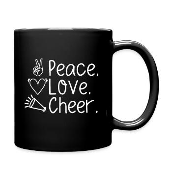 Peace Love Cheer - Tasse einfarbig - Schwarz - Rechts