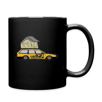 Lowrider Antje mit Dachzelt und Logo - Tasse einfarbig - Schwarz - Rechts