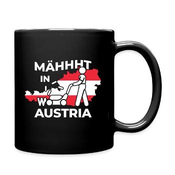 Made in Austria mäht Österreich lustige Sprüche - Tasse einfarbig - Schwarz - Rechts