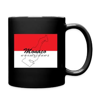 Monaco - Stadtstaat mit GPS & Flagge - Tasse einfarbig - Schwarz - Rechts