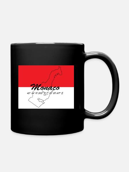 Monaco - Stadtstaat mit GPS & Flagge - Tasse einfarbig - Schwarz