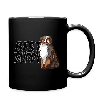 Australian Shepherd Aussie Geschenk Best Buddy - Tasse einfarbig - Schwarz - Rechts