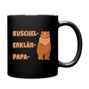 Papa Vater Erklär Bär Kuscheln Kuschelbär Bester - Tasse einfarbig - Schwarz - Rechts