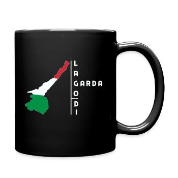 Gardasee, Lago di Garda, Logo - Tasse einfarbig - Schwarz - Rechts