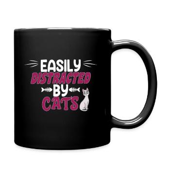 Chat mignon - facilement distrait par les chats - Mug uni - noir - Droite