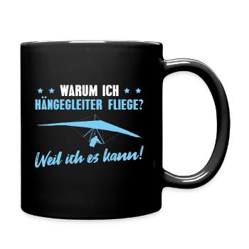 Deltasegler Drachen Hängegleiter Pilot - Tasse einfarbig - Schwarz - Rechts