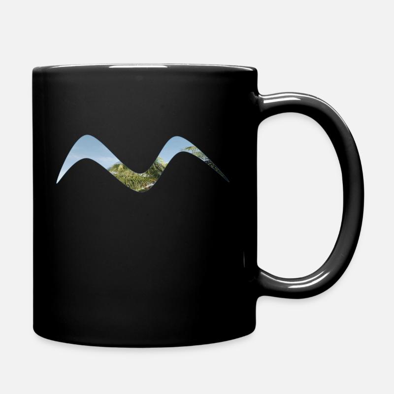 Himmel und Palmenwelle - Tasse einfarbig - Schwarz