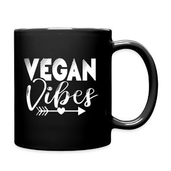 Vegan Vibes - Tasse einfarbig - Schwarz - Rechts