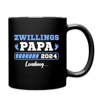 Zwillings Papa 2024 Schwangerschaft Zwillinge - Tasse einfarbig - Schwarz - Rechts