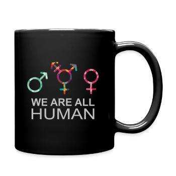 We are all Human LGBT Gender Symbols - Full Colour Mug - black - Right