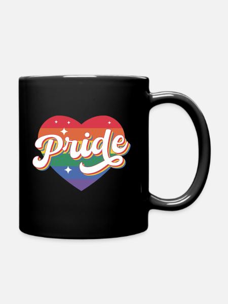 Pride Regenbogen Herz - Tasse einfarbig - Schwarz