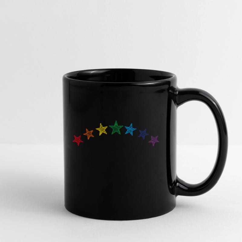 Sterne Regenbogen scribble Tasse einfarbig