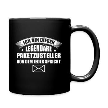 Post Paketdienst Postbote Paketzusteller Geschenk - Tasse einfarbig - Schwarz - Rechts