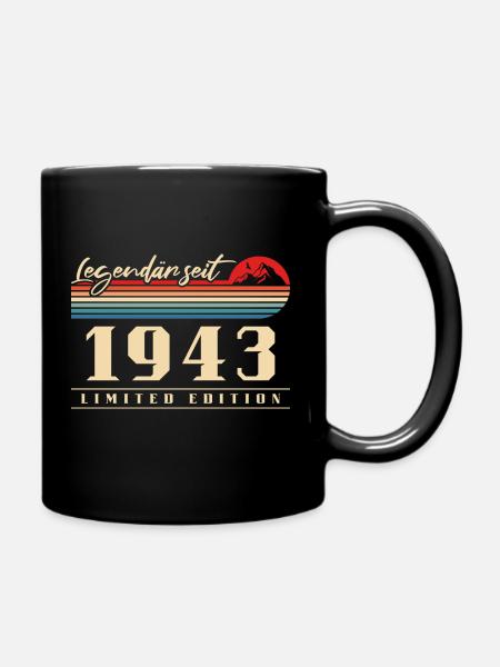 Geboren 1943 Jahrgang Vintage Retro 80 Geburtstag - Tasse einfarbig - Schwarz