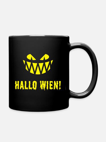 Hallo Wien! Fratze & Schriftzug (Halloween / Y) - Tasse einfarbig - Schwarz