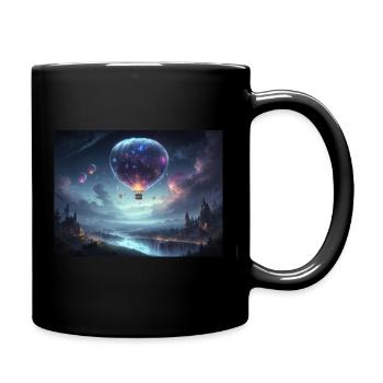 balloon flying through the clouds - Full Colour Mug - black - Right