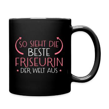 Haarstylistin Beste Friseurin Geschenk - Tasse einfarbig - Schwarz - Rechts