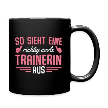 Sportverein Richtig coole Trainerin - Tasse einfarbig - Schwarz - Rechts