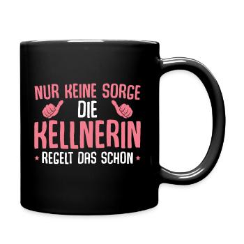 Gastronomie Bedienung Kellnerin - Tasse einfarbig - Schwarz - Rechts