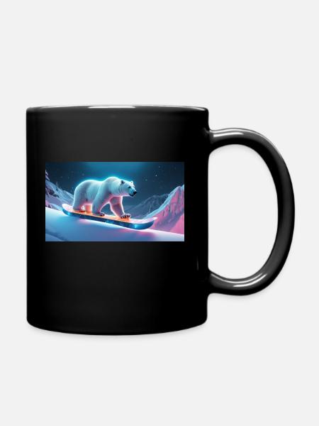 Eisbär auf Snowboard - Tasse einfarbig - Schwarz